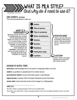 Mla Style Format 8th Ed Instruction Practice Examples Distance Learning