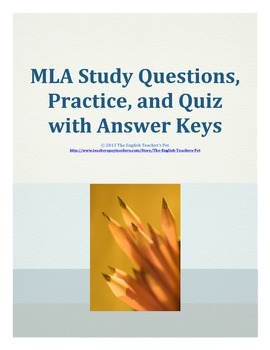 Preview of MLA Citations Study Guide Questions, Practice and T and F Quiz with Answer Keys