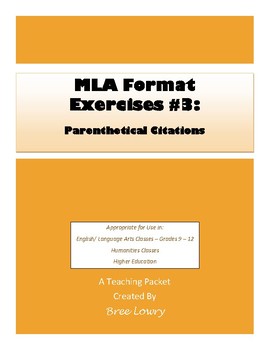 Preview of MLA Exercises #3: Parenthetical Citations