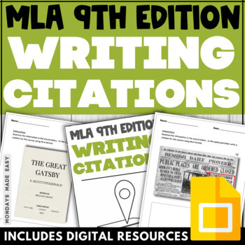 Preview of MLA Format - Writing MLA Citations - Question Prompts, Task Cards, Cheat Sheet