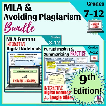 Preview of MLA Format & Avoiding Plagiarism Digital Interactive Notebook Bundle!