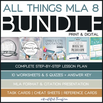 Preview of DISTANCE LEARNING - MLA Format Bundle: Worksheets, Presentation, Task Cards