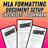 MLA Format Document Setup Checklist/ Bookmark (Printable)