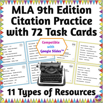 Preview of MLA Format: MLA Works Cited Practice with Task Cards Activity, MLA 9th Edition