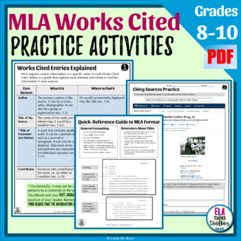 Preview of MLA Format Practice: Works Cited Entries | MLA 9th Edition | PDF