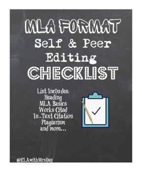 Preview of MLA Format Research Peer and Self Editing Checklist
