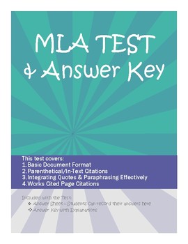 Preview of MLA Format Test with Answer Key (and Explanations)