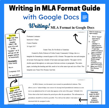 Preview of MLA Format with Google Docs Guide