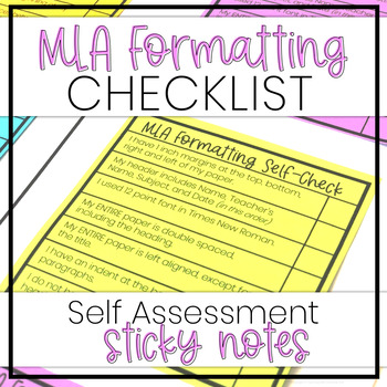 Preview of MLA Formatting Checklist Sticky Notes for Upper Grades 4th - 7th