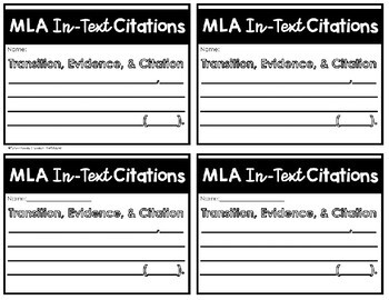 Mla In Text Citation Practice Editable Differentiated Exit Slip Mini