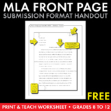MLA Paper Formatting – FREE Handout to Model M.L.A. Front 