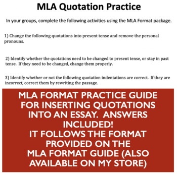 Preview of MLA Quotation Practice
