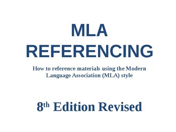 Preview of MLA Referencing PowerPoint Presentation - 8th Edition Revised 2018