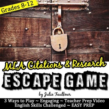 Preview of Escape Room Break Out Box Game, MLA Research and Citations