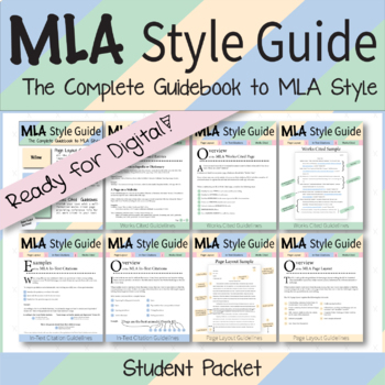 Preview of MLA Style Guide - Student Packet - Ready for Digital!