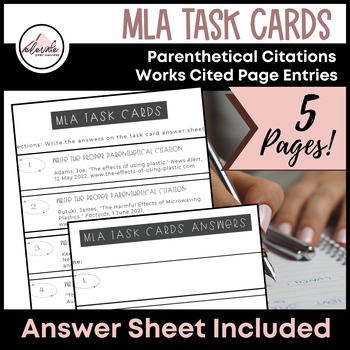 Preview of MLA Task Cards: Set of 12 (Parenthetical Citations and Works Cited page)