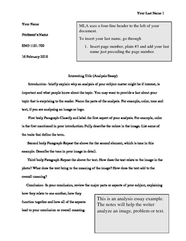 MLA Template_Analysis Writing Lesson by CollegeWriter101 | TPT