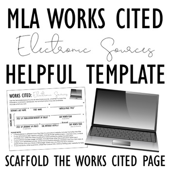 Preview of MLA Works Cited: Electronic Sources TEMPLATE - Perfect scaffolding for students