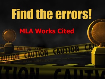Preview of MLA Works Cited - Find the errors! Activity/Quiz