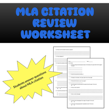 Preview of MLA format and citation review worksheet