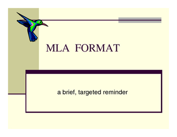 Preview of MLA format reminders for literature essays