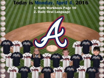 Preview of MLB Atlanta Braves Baseball Morning Attendance Flipchart