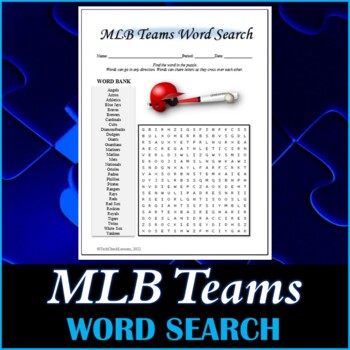 Preview of MLB Baseball Teams Word Search Puzzle Puzzle