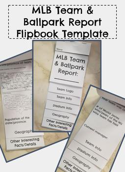 Preview of MLB Team & Ballpark Report Flipbook, editable/minimal prep for teacher!