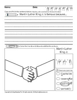 Preview of MLK Writing Prompts - ASL - Writing and Grammar Skills Builder