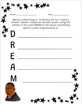 Preview of MLK Acrostic Paper