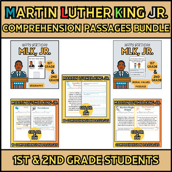 Preview of MLK BUNDLE for 1st-2nd Grades : Reading Comprehension + drawing+ coloring pages