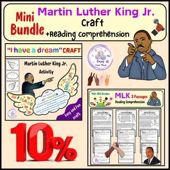 Preview of MLK Bundle for 4th-6th Grades :Reading Comprehension + Craft "I have a Dream"