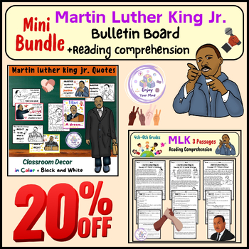 Preview of MLK Bundle for 4th-6th Grades :Reading Comprehension + Quotes Bulletin Board