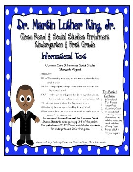 Preview of Martin Luther King, Jr. Close Read & Social Studies- CCSS Aligned