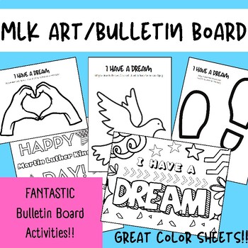 Preview of MLK Color Activities + Bulletin Board Cut Outs