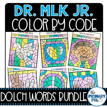 Preview of MLK Color By Sight Word Bundle