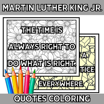 Preview of MLK Coloring Pages | Inspirational Coloring Pages |  Quotes coloring