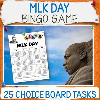 Preview of MLK Day Bingo Game, Martin Luther King Jr. Middle School Activities Choice Board