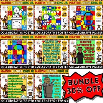 Preview of MLK Day & Black History Month Bundle: Collaborative Coloring Posters Activities