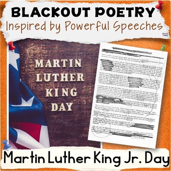Preview of MLK Day Blackout Poetry Writing, Martin Luther King Jr. Speeches Activity Packet