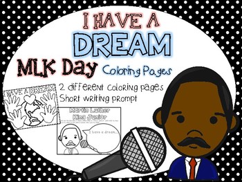 Preview of MLK Day Coloring Pages with Short Writing Prompts