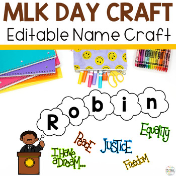 Preview of MLK Day Craft for Preschool and Kindergarten | EDITABLE Name Craft