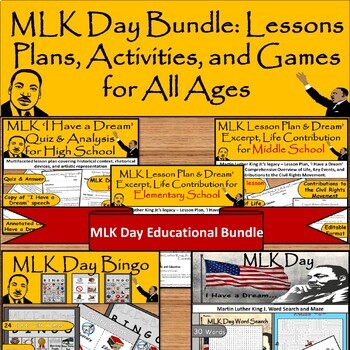 Preview of MLK Day Educational Bundle: Lessons Plans,Activities,and Games for All Ages/ BHM