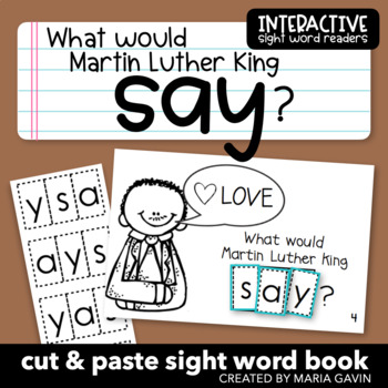 Preview of Black History Month - MLK Day Martin Luther King Emergent Reader -Sight Word Say