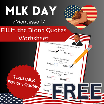 Preview of MLK Day Fill in the Blank Quotes Worksheet (FREE)