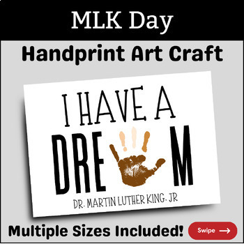 Preview of Winter MLK Day Hand Print Art Craft Paint Activity Martin Luther King Jr Holiday