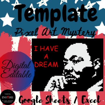 Preview of MLK Day Martin Luther King Jr. Pixel Art Mystery Picture Template DIGITAL