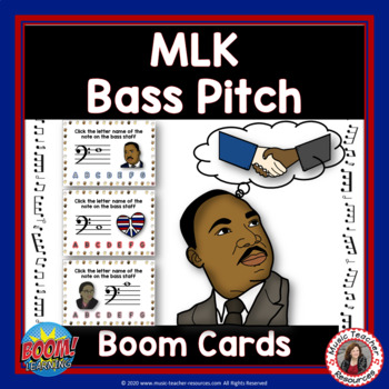 Preview of MLK Day Music Name the Bass Pitch BOOM Cards™ - Digital Task Cards