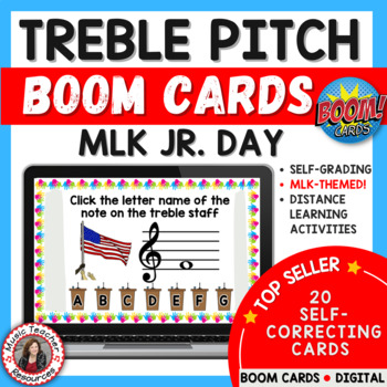 Preview of Martin Luther King Music Lesson Activities - Name the TREBLE Note BOOM Cards™