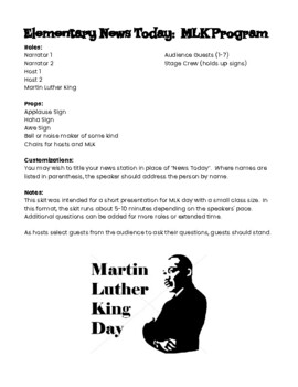 Preview of MLK Day Program Reader's Theater News Station Skit Script